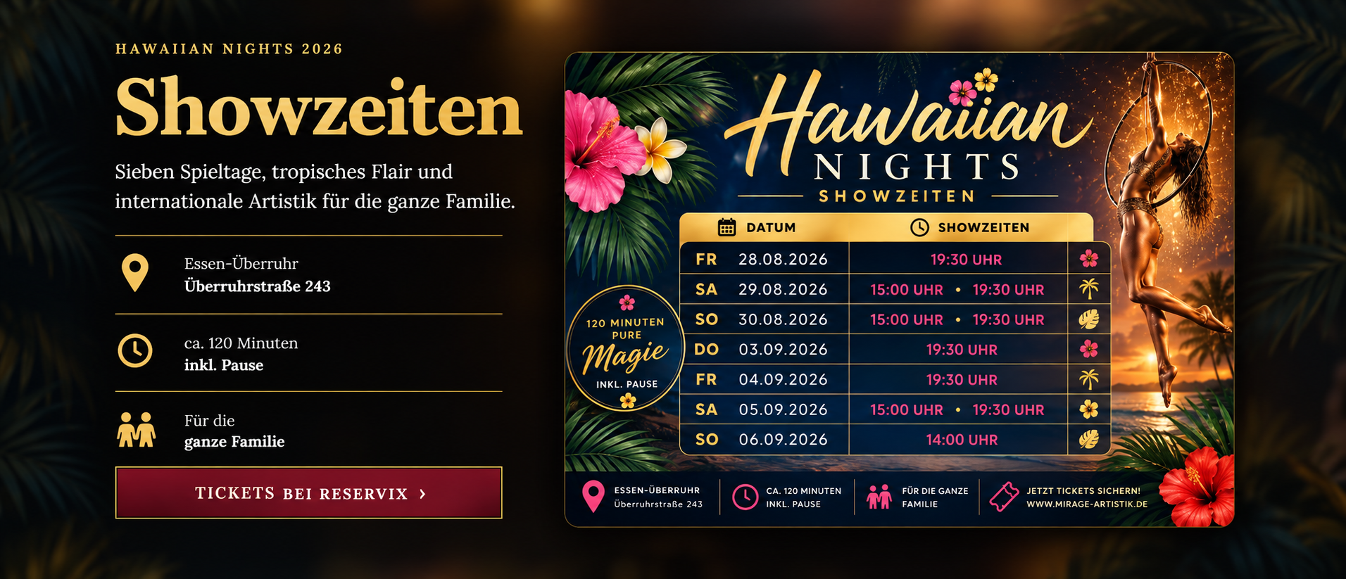 Hawaiian Nights Showzeiten 2026